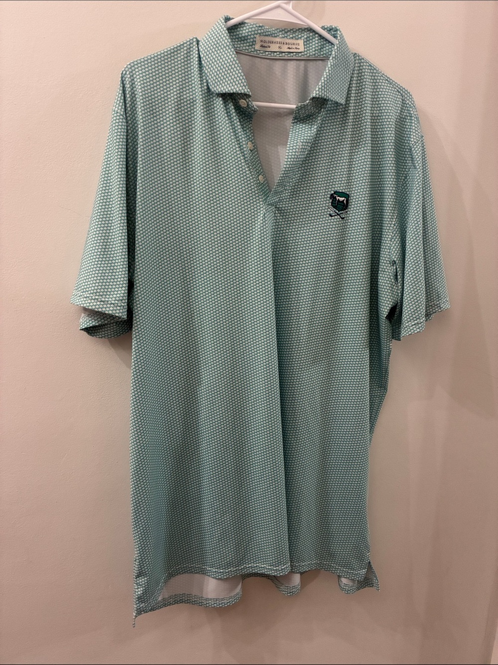 Holderness & Bourne Men’s Teal Micro-Pattern Polo Shirt - XL - golf